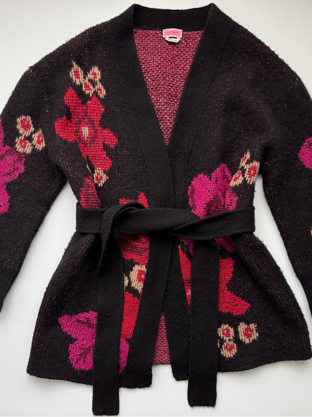 Kate Spade Designer Wool Blend Cottagecore Grandmacore Academia Belted Cardigan